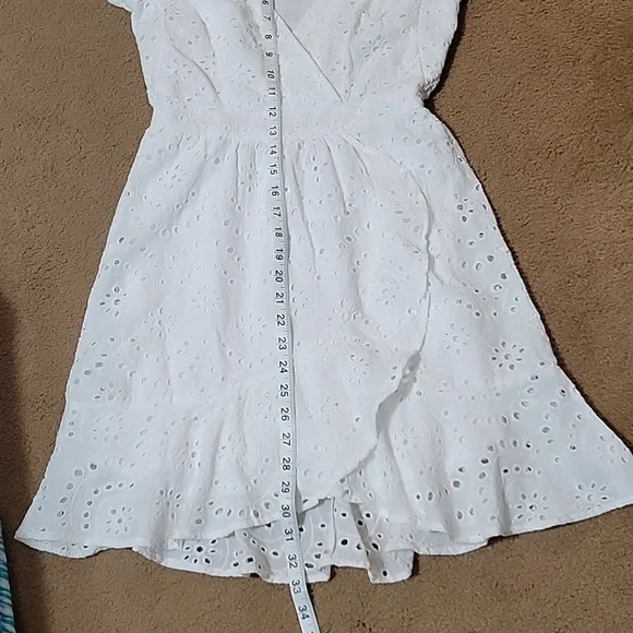 Japna White Eyelet Wrap Midi Dress - Picture 13 of 14